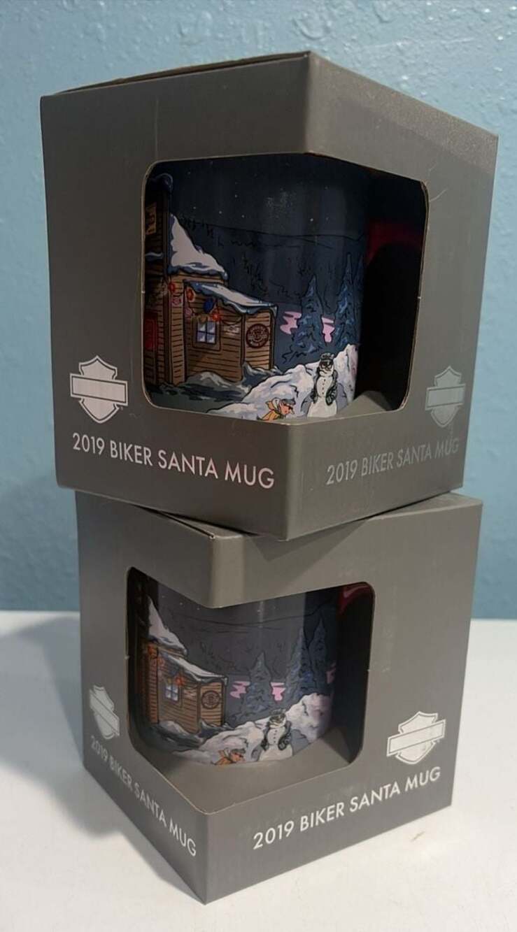 Set of 2 Harley-Davidson 2019 Biker Santa Ceramic Coffee Mug (15 oz)